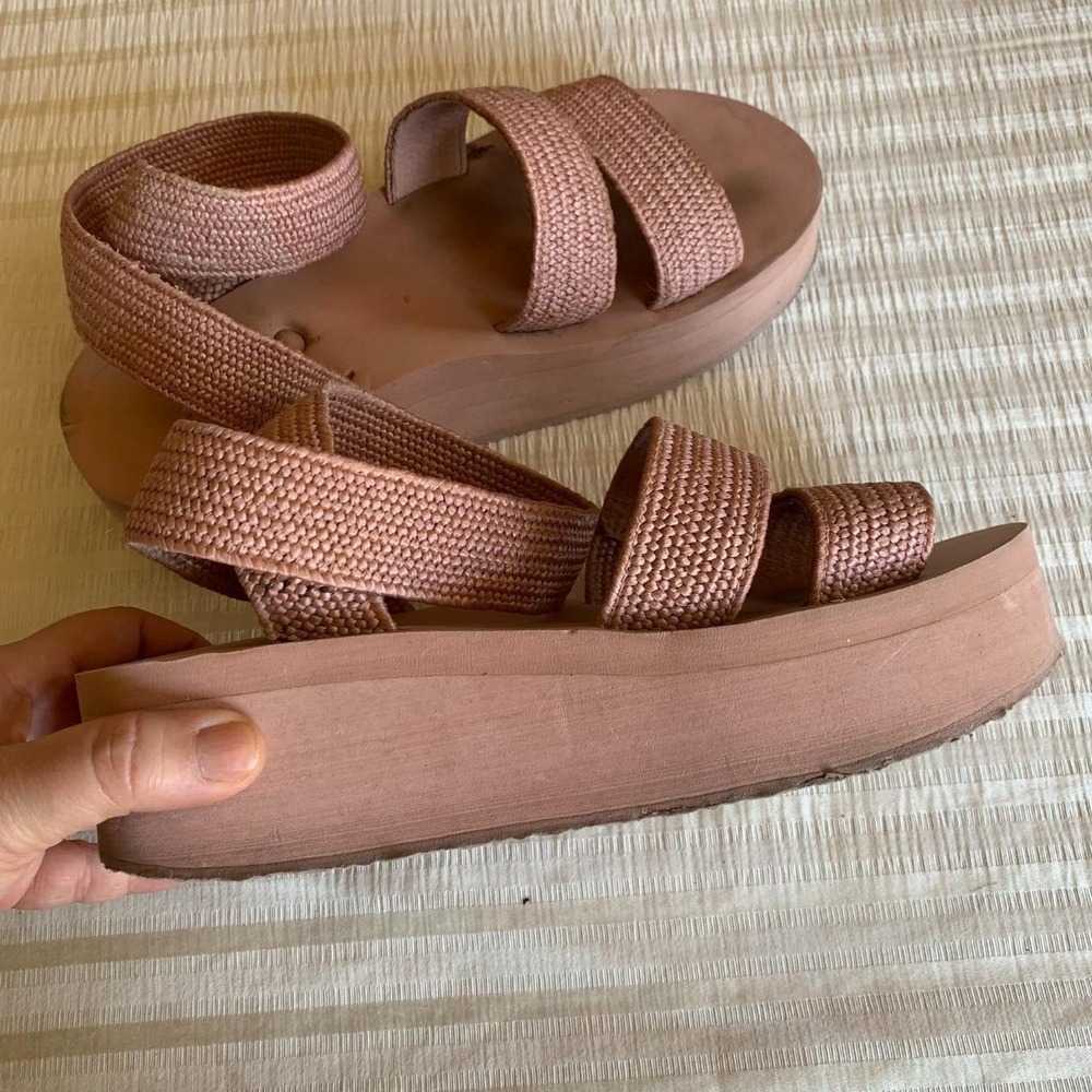 XOXO Blush Pink Platform Sandals Casual Boho Beach Comfort Lightweight Travel - Picture 2 of 3